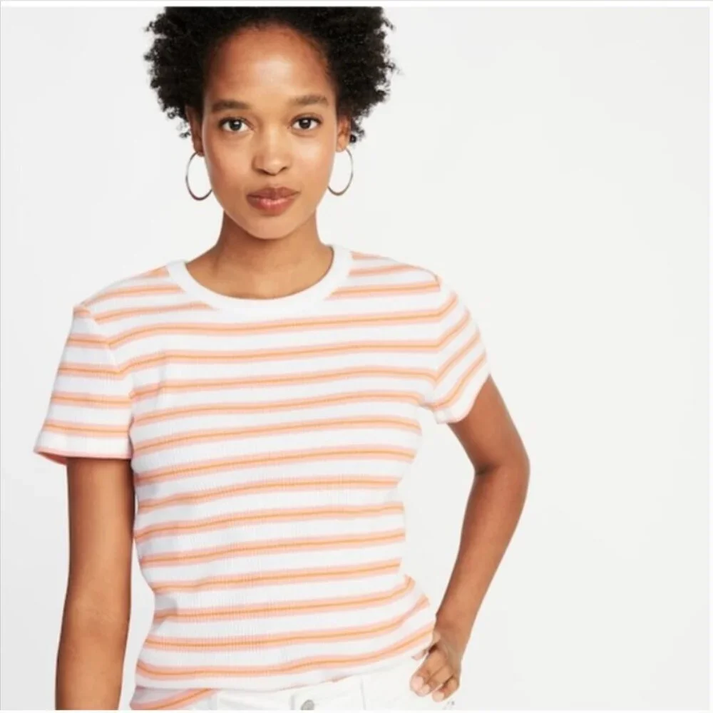 Old Navy Slim Fit Striped Knit Ringer Tee Shirt Size XL